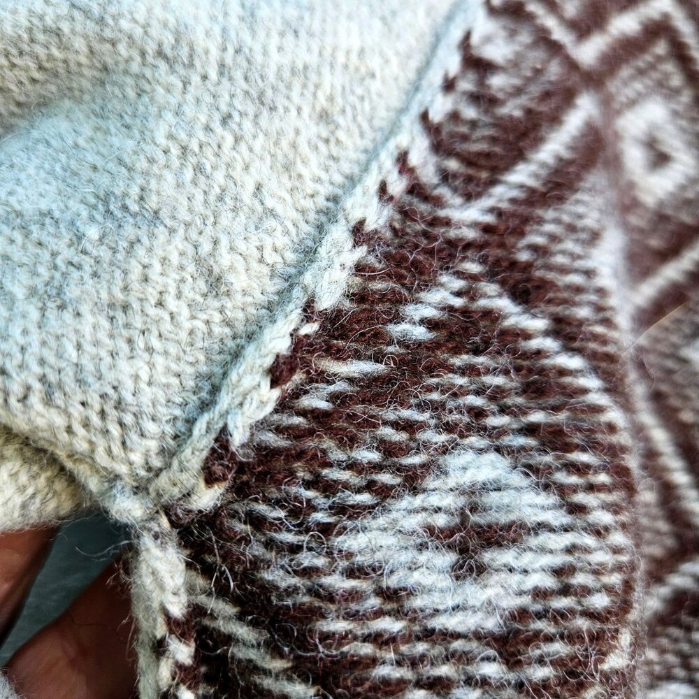 Vintage Piccadilly Lambswool Turtleneck Sweater Brown Gray Pattern Knit - Picture 10 of 14